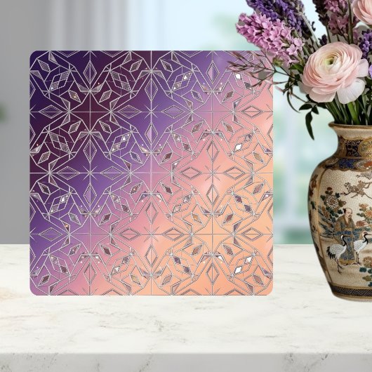 Carreau Art Deco Diamond Pattern Purple Peach Ombre 
