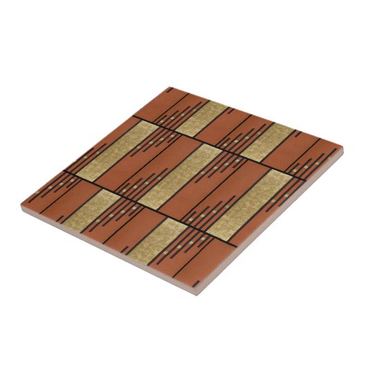 Carreau Art Déco En Or Et Tan (Côté)