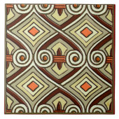 Carreau Art Déco Est Perse -Pea Green, Tangerine, Maroon (Devant)