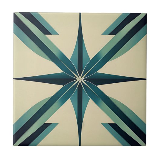 Carreau Art déco étoile Turquoise (Devant)