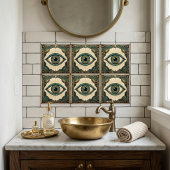 Carreau Art Deco Eye Anatomical Green Blue Gold 