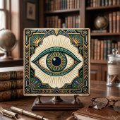Carreau Art Deco Eye Anatomical Green Blue Gold 