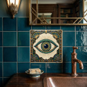 Carreau Art Deco Eye Anatomical Green Blue Gold 