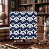 Carreau Art Deco Fan Pattern Navy Blue Pearl Silver 
