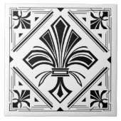 Carreau Art Déco Fleur de lis - noir et blanc (Devant)