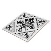 Carreau Art Déco Fleur de lis - noir et blanc (Côté)