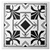 Carreau Art Déco Fleur de lis - noir et blanc (Devant)