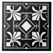 Carreau Art Déco Fleur de lis - noir et blanc (Devant)