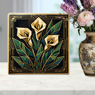 Carreau Art Déco Floral Lys Callac Géométrique Or Vert