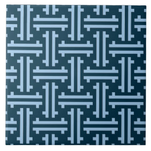 Carreau Art déco Fret chinois, Indigo et Sky Blue