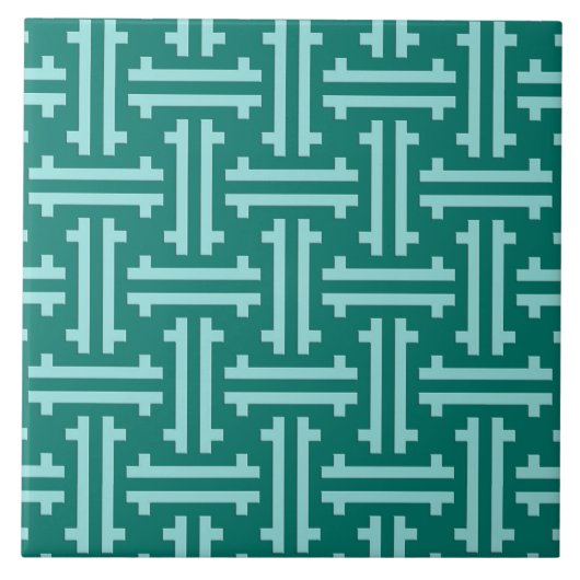 Carreau Art déco furet chinois, turquoise et aqua (Devant)