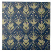 Carreau Art Deco Geometric Pat#6 olive navy ID1196 (Devant)