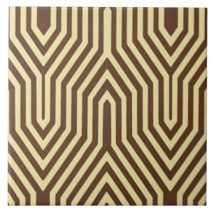 Carreau Art déco géométrique - brun foncé et bronzé