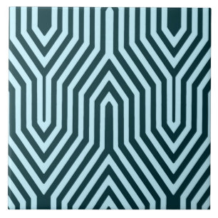 Carreau Art Déco Géométrique - indigo et bleu glace