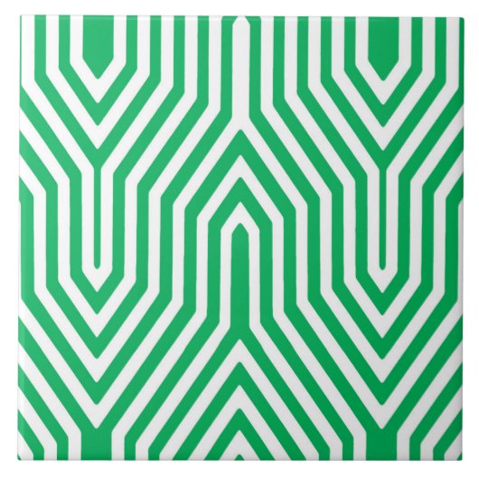 Carreau Art Déco géométrique - Jade vert et blanc (Devant)