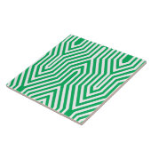 Carreau Art Déco géométrique - Jade vert et blanc (Côté)