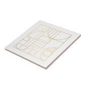 Carreau Art Déco géométrique moderne Faux Gold/White Desig (Côté)