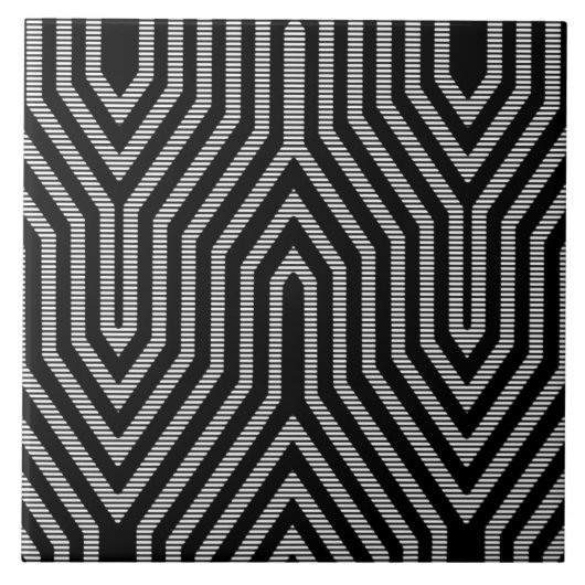 Carreau Art Déco géométrique - noir et blanc (Devant)