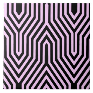 Carreau Art déco géométrique - noir et rose