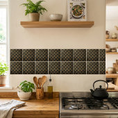 Carreau Art Déco Géométrique Or Noir en Forme d'Év