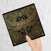 Carreau Art Deco Gold Dragonfly Black Geometric Design 