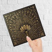 Carreau Art Deco Gold Lotus Black Geometric Pattern