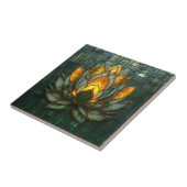 Carreau Art Déco Gold Lotus Green Tilework Imprimer (Côté)