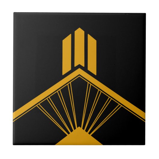 Carreau Art Déco Gold Mustard Bordure géométrique Noir (Devant)