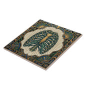 Carreau Art Deco Green Ribcage Skeleton Anatomical (Côté)