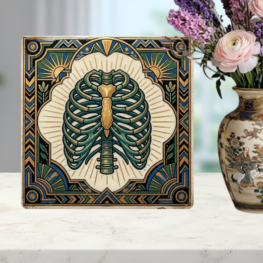 Carreau Art Deco Green Ribcage Skeleton Anatomical