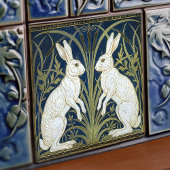 Carreau Art Deco Hares Wall Decor Art Nouveau Rabbit