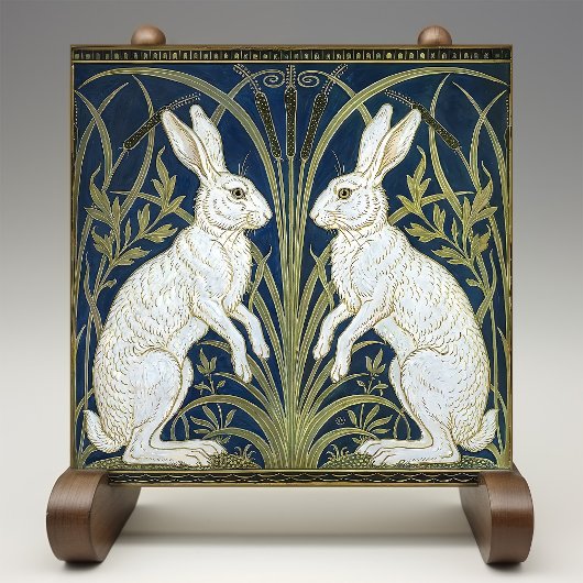 Carreau Art Deco Hares Wall Decor Art Nouveau Rabbit