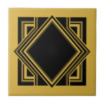 Carreau Art Déco Jaune Noir Élément Carré géométrique 05<br><div class="desc">Elégant noir et moutarde jaune art déco style art déco chic élément carré géométrique ornement carreaux décoratifs céramique. Design élégant, parfait pour un intérieur moderne ou art déco vintage. Pour d'autres combinaisons de couleurs, contactez le concepteur.</div>