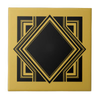Art Déco Jaune Noir Élément Carré géométrique 05