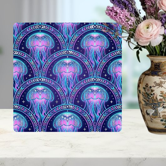 Carreau Art Deco Jellyfish Purple Pink Teal Geometric 