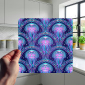 Carreau Art Deco Jellyfish Purple Pink Teal Geometric 