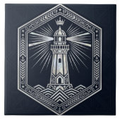 Carreau Art Deco Lighthouse Nautical Silver Design (Devant)