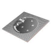 Carreau Art Déco Lune et étoiles - gris / gris et argent (Côté)