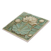 Carreau Art Déco Lys d'Eau Blanc (Côté)