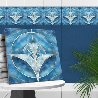 Carreau Art Déco - Marbre Bleu & Pearl