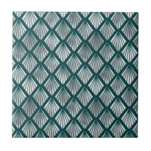 Carreau Art Déco moderne Turquoise Argent