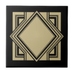 Carreau Art Déco Noir Beige Or Chic Carré géométrique Art<br><div class="desc">Elégant noir et faux or beige couleur art déco style chic élément carré géométrique élément décoratif carreaux de céramique décorative. Veuillez noter que la couleur or dans ce design est une impression couleur beige tan plat et n'est pas une couleur or ou un papier peint. Design chic et élégant, parfait...</div>