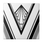 Carreau Art Déco Noir Blanc Élégant Crise Géométrique<br><div class="desc">Art déco noir et blanc éclat détails géométriques ornement carrelage céramique décorative.</div>