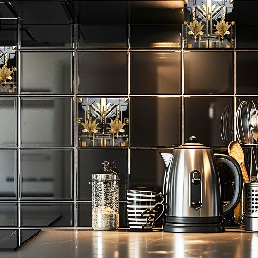 Carreau Art Déco noir et or Beau