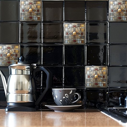 Carreau Art Déco Or gris rouille Tan géométrique