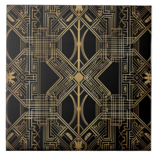 Carreau Art Déco, Or Noir, Motif géométrique