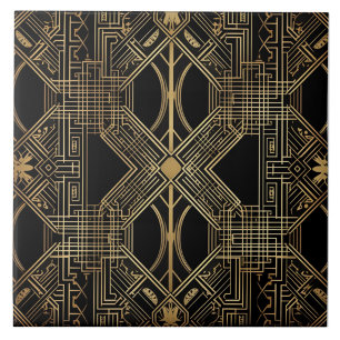 Carreau Art déco, Or noir, Motif géométrique
