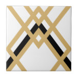 Carreau Art Déco Or Noir sans joint blanc géométrique<br><div class="desc">Style art déco crêpe or et noir détail géométrique ornement carreaux décoratifs céramique avec un arrière - plan blanc. Veuillez noter que l'or est une couleur plate jaune moutarde et n'est pas une couleur d'or réelle. Un design original et élégant, parfait pour un intérieur moderne ou art déco vintage, c'est...</div>