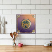 Carreau Art Deco Palm Tree Sunrise Gradient Ceramic Tile