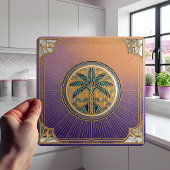 Carreau Art Deco Palm Tree Sunrise Gradient Ceramic Tile